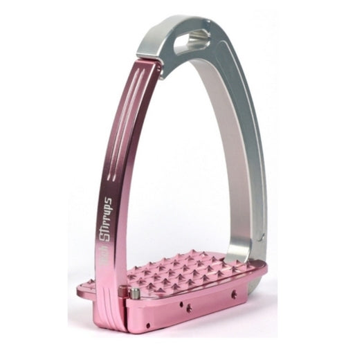 Tech stirrups venice pink and silver safety stirrup from Equissimo